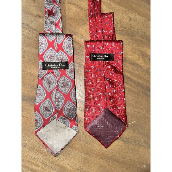 2 Christian Dior Ties 1-All Silk And 1- 100% Printed Polyester - Picture 2 of 8